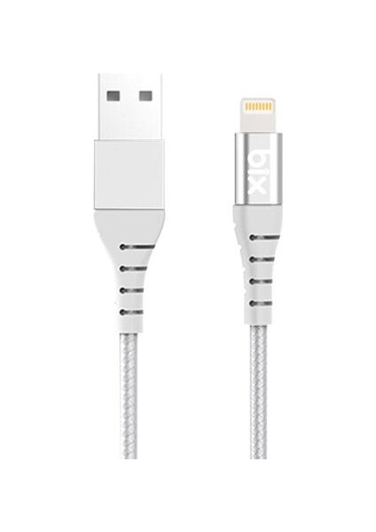 BX-IP01C Güçlendirilmiş Apple Lightning Şarj ve Data Kablosu Beyaz 1 Metre