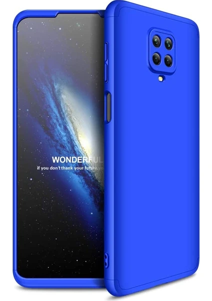 Case 4U Xiaomi Redmi Note 9S / 9 Pro Kılıf 3 Parçalı Tam Koruma Sert Mika Ays Kapak Mavi