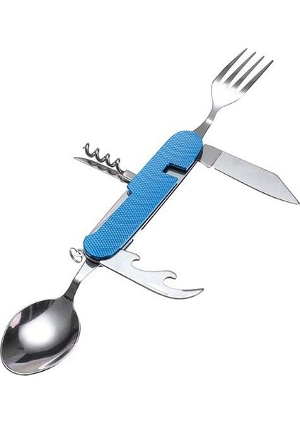 Ngkkct-M Katlanır Kaşık Çatal Tirbuşon Mavi