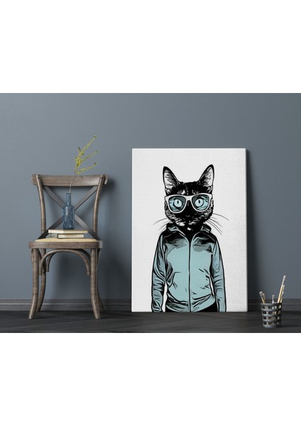 Gift Cool Cat Tasarımlı Kanvas Tablo 70X100CM-1