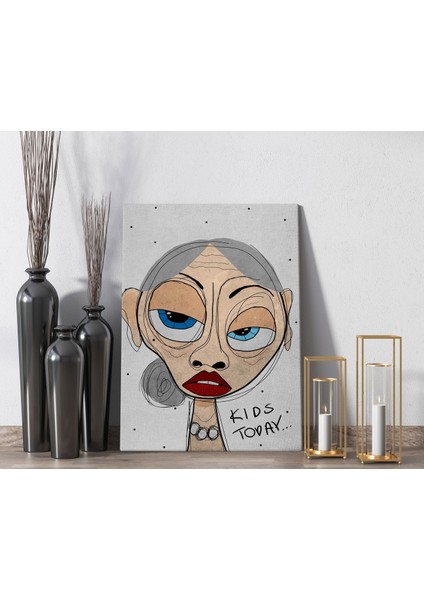 Gift The Lazy People Collection Old Girl Tasarımlı Kanvas Tablo 50X70CM-1