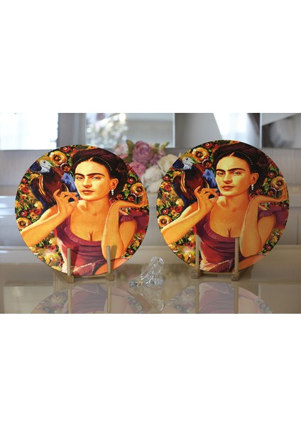 2'li Mutluluk Çiçekleri Vintage Tasarımlı Dijital Baskılı Modern Yuvarlak Servis Altlığı - Supla