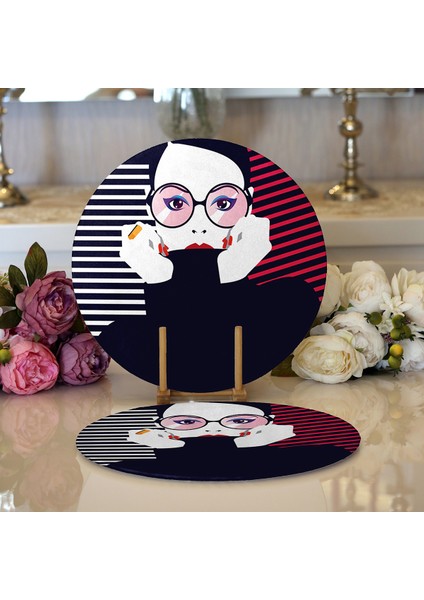 2'li Icon Women Özel Tasarımlı Dijital Baskılı Modern Yuvarlak Servis Altlığı - Supla