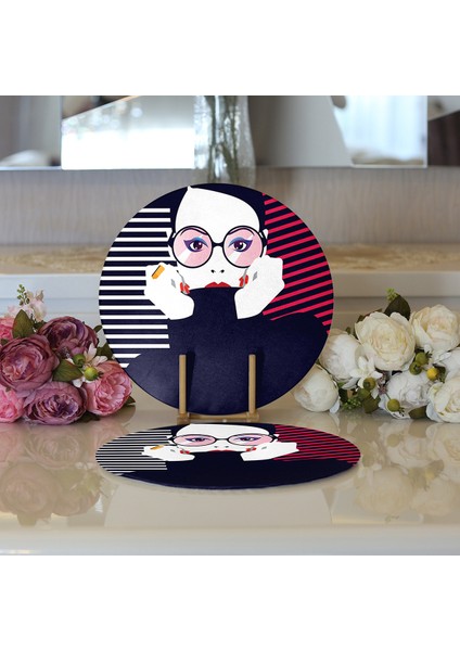 2'li Icon Women Özel Tasarımlı Dijital Baskılı Modern Yuvarlak Servis Altlığı - Supla modelleri