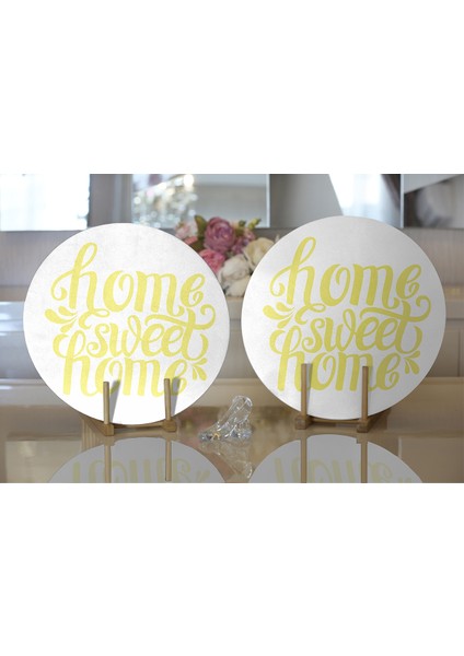 2'li Sarı Home Sweet Home Modern Yuvarlak Servis Altlığı - Supla fiyatları