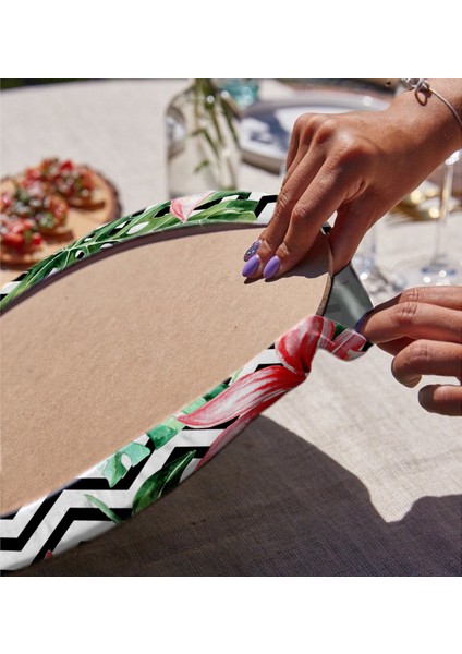 2'li Zigzag Zebra Desenli Dijital Baskılı Modern Yuvarlak Servis Altlığı - Supla
