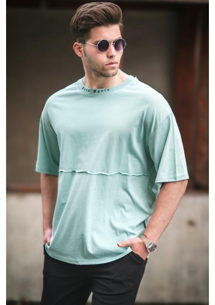 Yeşil Oversize Erkek Baskılı Tişört 5250