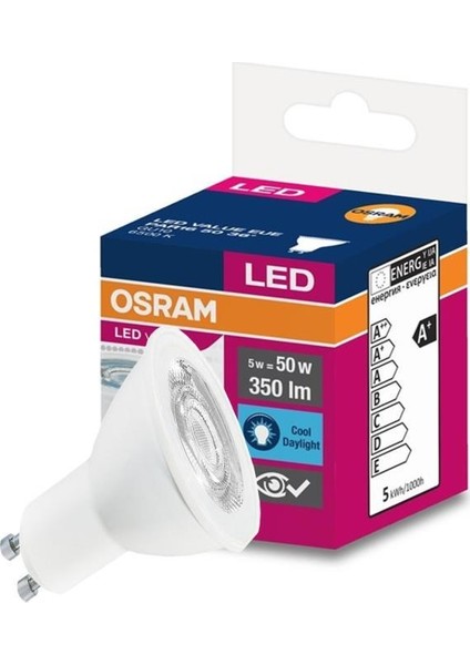 Ledvalue 5W (50W) LED Spot Ampul GU10 Gün Işığı 12'li