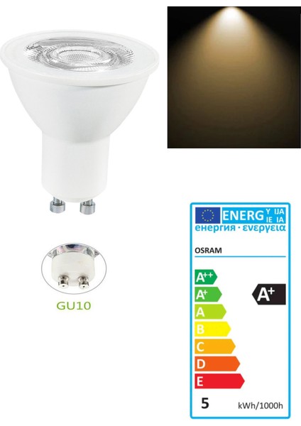 LED Value 5W (50W) PAR16 LED Spot Ampul Sarı 2700K (3 Adet) - GU10 Duy