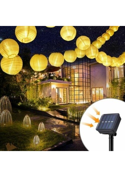 Solar 20 Japon Feneri LED 8 Mod Güneş Enerjili Dış Bahçe Aydınlatma Dekorasyon Günışığı 3 M
