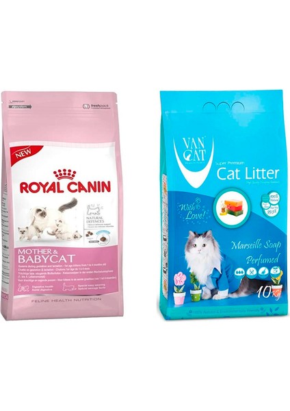 Kitten Yavru Kedi Maması 2 kg ve Vancat Marsilya Sabunlu Bentonit Kedi Kumu 10 lt