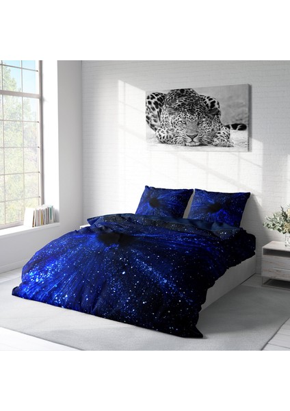 Blue Night 3D Pamuk Saten Çift Kişilik Nevresim Takımı