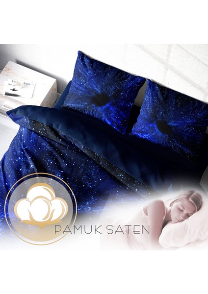 Blue Night 3D Pamuk Saten Çift Kişilik Nevresim Takımı fırsatları