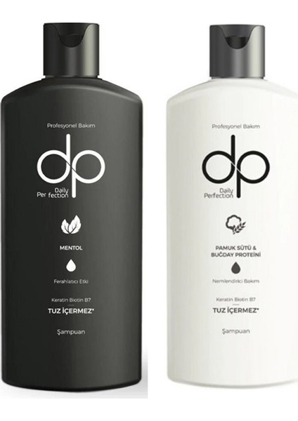 Şampuan 250 ml Mentol + Dp Şampuan 250 ml Pamuk Sütü ve Buğday Proteini