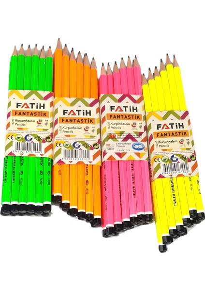 Fantastik Neon Renkler Kurşun Kalem 12 x 4'lü