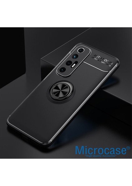Xiaomi Mi 10S Focus Serisi Yüzük Standlı Silikon Kılıf - Siyah fiyatları