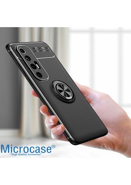 Xiaomi Mi 10S Focus Serisi Yüzük Standlı Silikon Kılıf - Siyah modelleri