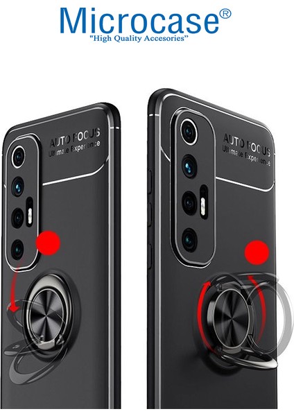 Xiaomi Mi 10S Focus Serisi Yüzük Standlı Silikon Kılıf - Siyah fırsatları
