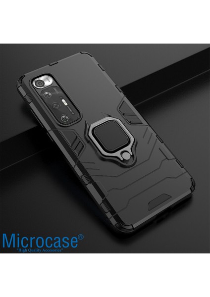 Xiaomi Mi 10S Batman Serisi Yüzük Standlı Armor Kılıf - Siyah
