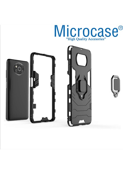 Xiaomi Poco X3 Pro Batman Serisi Yüzük Standlı Armor Kılıf - Siyah modelleri