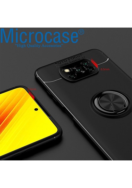 Xioami Poco X3 Pro Focus Serisi Yüzük Standlı Silikon Kılıf - Siyah modelleri