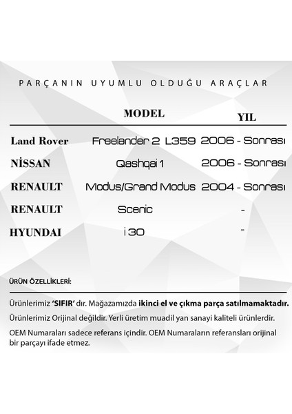 Alpha Auto Part Freelander 2 ,qashqai,renault Modus, Scenic, Hyundai I30 Için Sunroof Tamir Parçası - 2 Adet