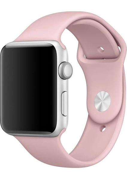 Apple Watch Uyumlu 42MM Silikon Kordon-Açık Pembe