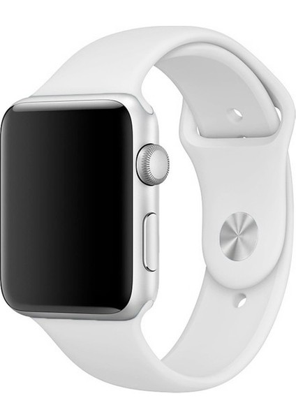 Apple Watch Uyumlu 44MM Silikon Kordon-Beyaz