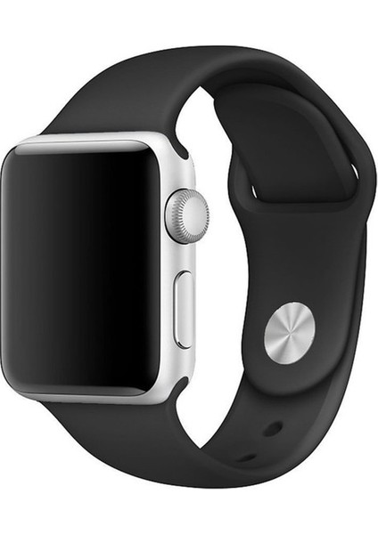 Apple Watch Uyumlu 44MM Silikon Kordon-Siyah