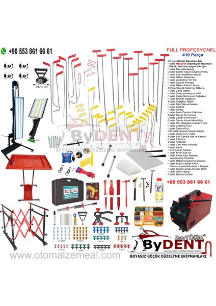 410 Parça Full Profesyonel Pdr Boyasız Göçük Onarım Seti