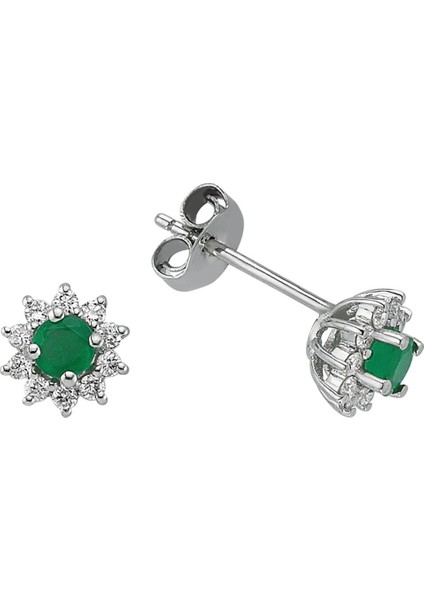 Zümrüt ve Pırlanta Taşlı Anturaj Küpe 0417E0023