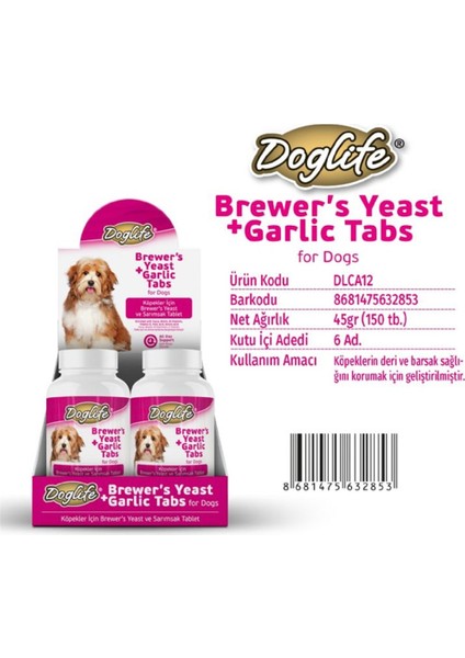 DLCA12-DOGLİFE Brewer''s Yeast ve Sarımsak Tablet 150TABS