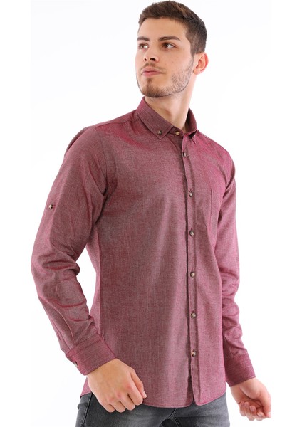 G723 Dewberry Erkek Gömlek-Bordo modelleri