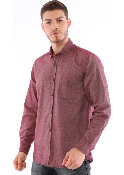 G723 Dewberry Erkek Gömlek-Bordo fırsatları