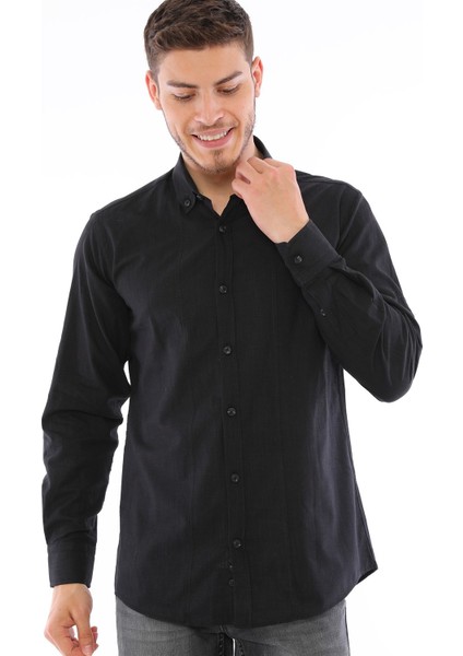 G721 Dewberry Erkek Gömlek-Siyah