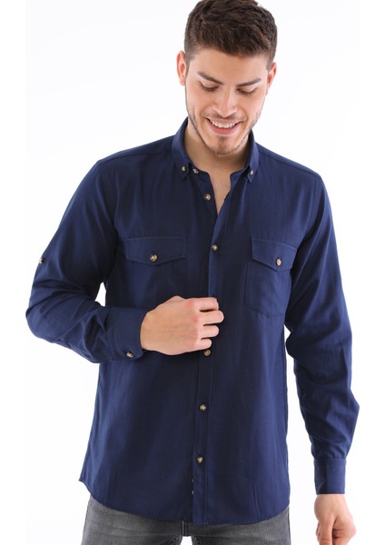 G722 Dewberry Erkek Gömlek-Lacivert