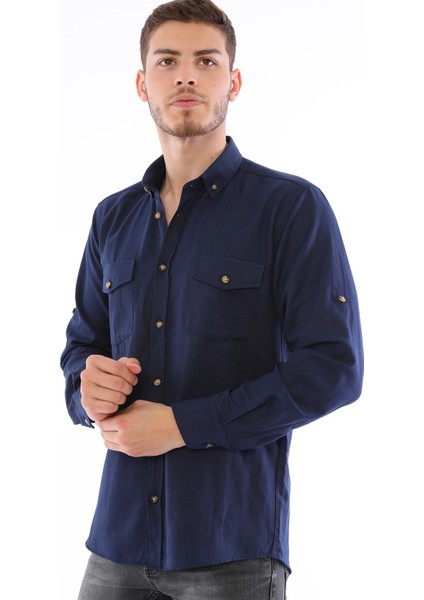 G722 Dewberry Erkek Gömlek-Lacivert fırsatları