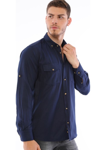 G722 Dewberry Erkek Gömlek-Lacivert indirimleri
