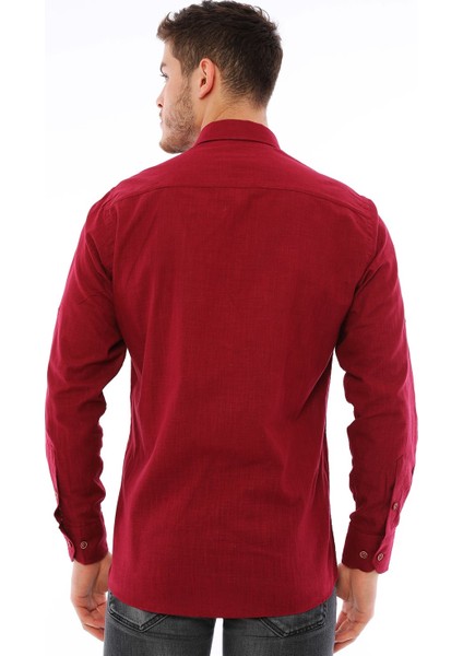 G721 Dewberry Erkek Gömlek-Bordo modelleri