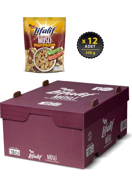 Lifalif Yer Fıstıklı ve Hurmalı Müsli 350 g x 12 Adet