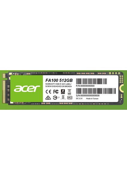 FA100 512GB 3300MB-2300MB M.2 PCIe SSD