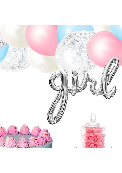 Girl Gümüş Folyo Balon - Bebek Çocuk Parti Kutlama Seti