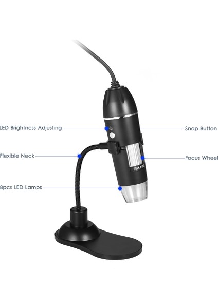 Dijital Zoom Mikroskop Usb El Ve Masaüstü Büyüteç 0.3Mp (Yurt Dışından)