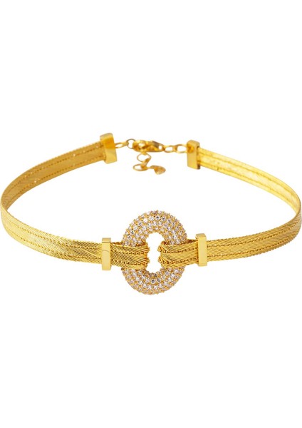 Oval Halka Trabzon Hasır Altın Bileklik