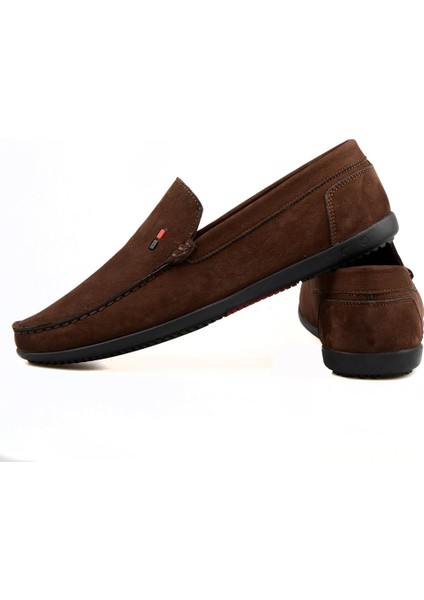 Kahverengi Nubuk Deri Erkek Loafer Ayakkabı modelleri