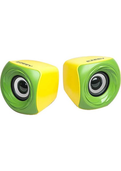 T11 Mini USB 2.0 Hoparlör 1+1 Ses Bombası USB Stereo Speaker - Yeşil Sarı