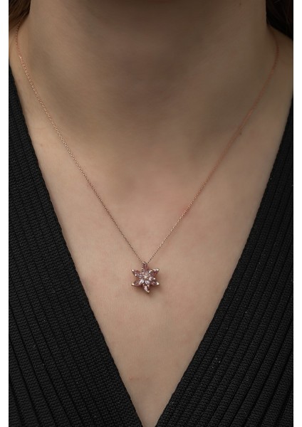 925 Ayar Pembe Lotus Çiçeği Kadın Gümüş Kolye