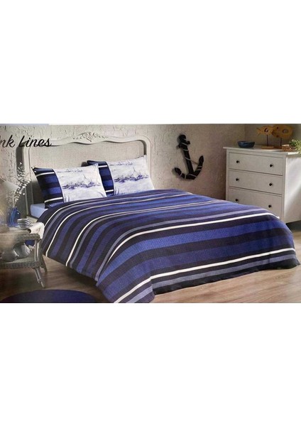 Pike Takımı Çift Kişilik Ink Lines Mavi