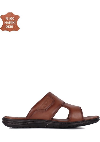 850182 167 Erkek Taba Hakiki Deri Büyük Numara Terlik
