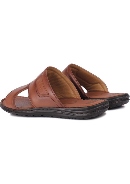 850182 167 Erkek Taba Hakiki Deri Büyük Numara Terlik modelleri